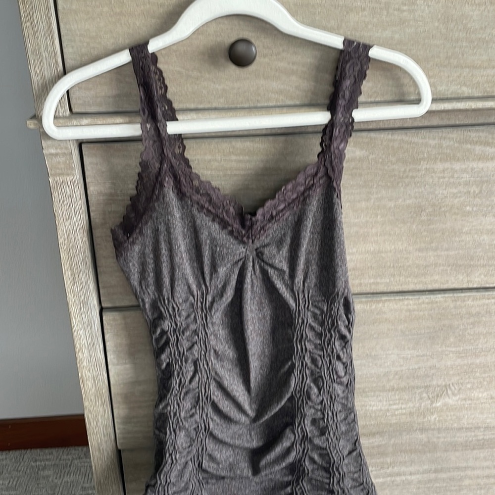 M. Rena tank top- One Size Fits All- brown with lace